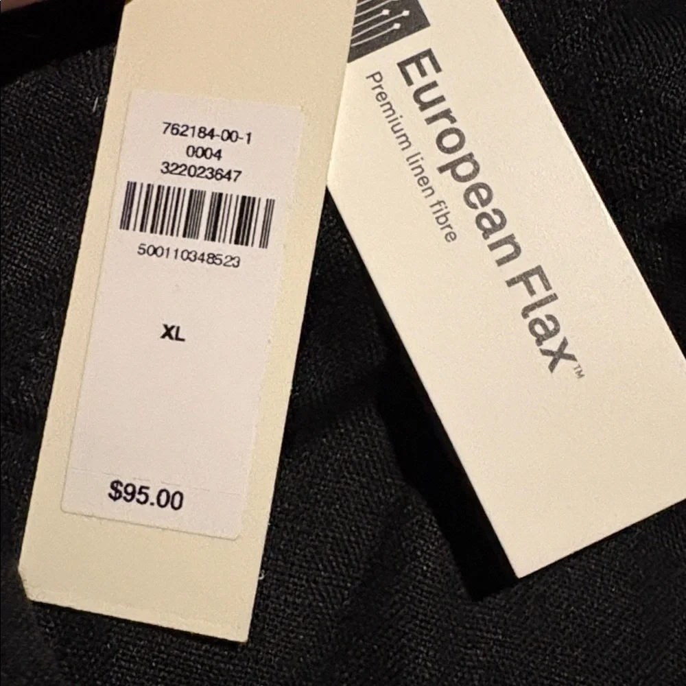 NWT Banana Republic Standard Fit Black Linen Shirt Size XL (#762184)